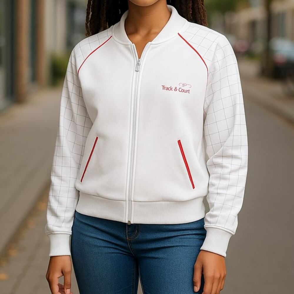 Vintage Track & Court White Knit Running & Tennis Jacket Women's Size Large